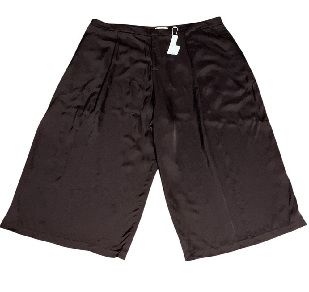 NWT VINCE Dark Brown High-Rise Wide-Leg Front Pleated Trousers Size 18